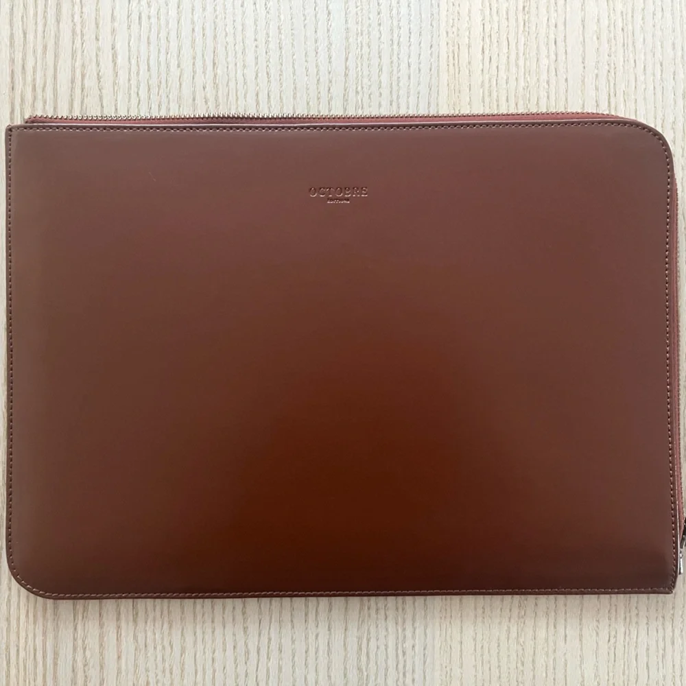 Octobre James Brown Leather Laptop Bag